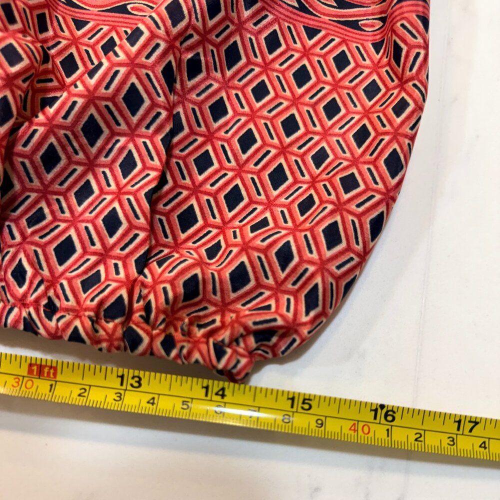 Elan Boho Tie Strap Crop Top M | Navy Coral Print Elastic Hem - Picture 5 of 8